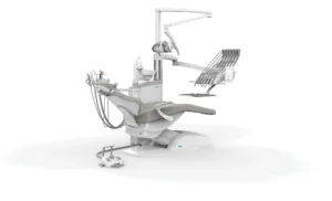 Unidad dental AGM S7 en vista de tres cuartos, sobre fondo blanco